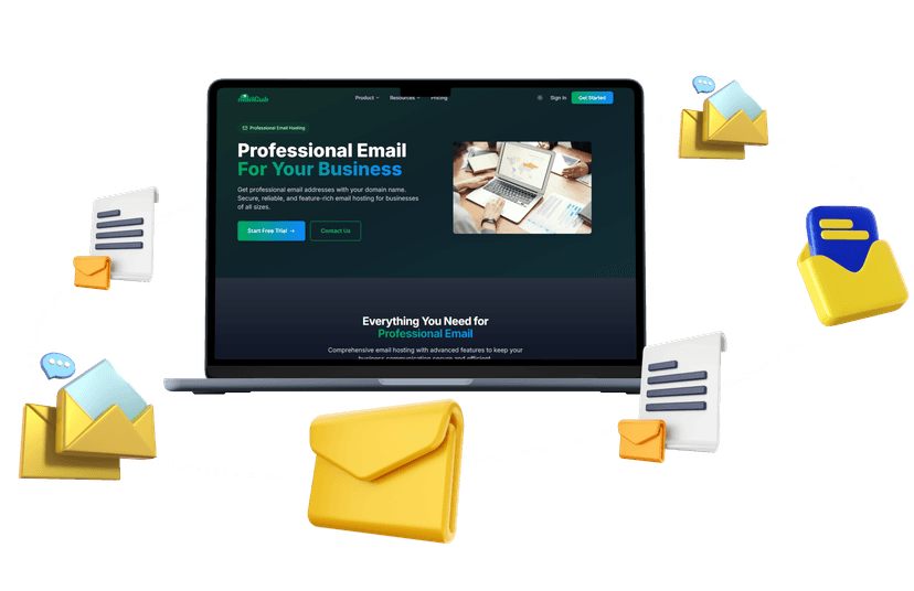 Professional Email Hosting Dashboard Illustration